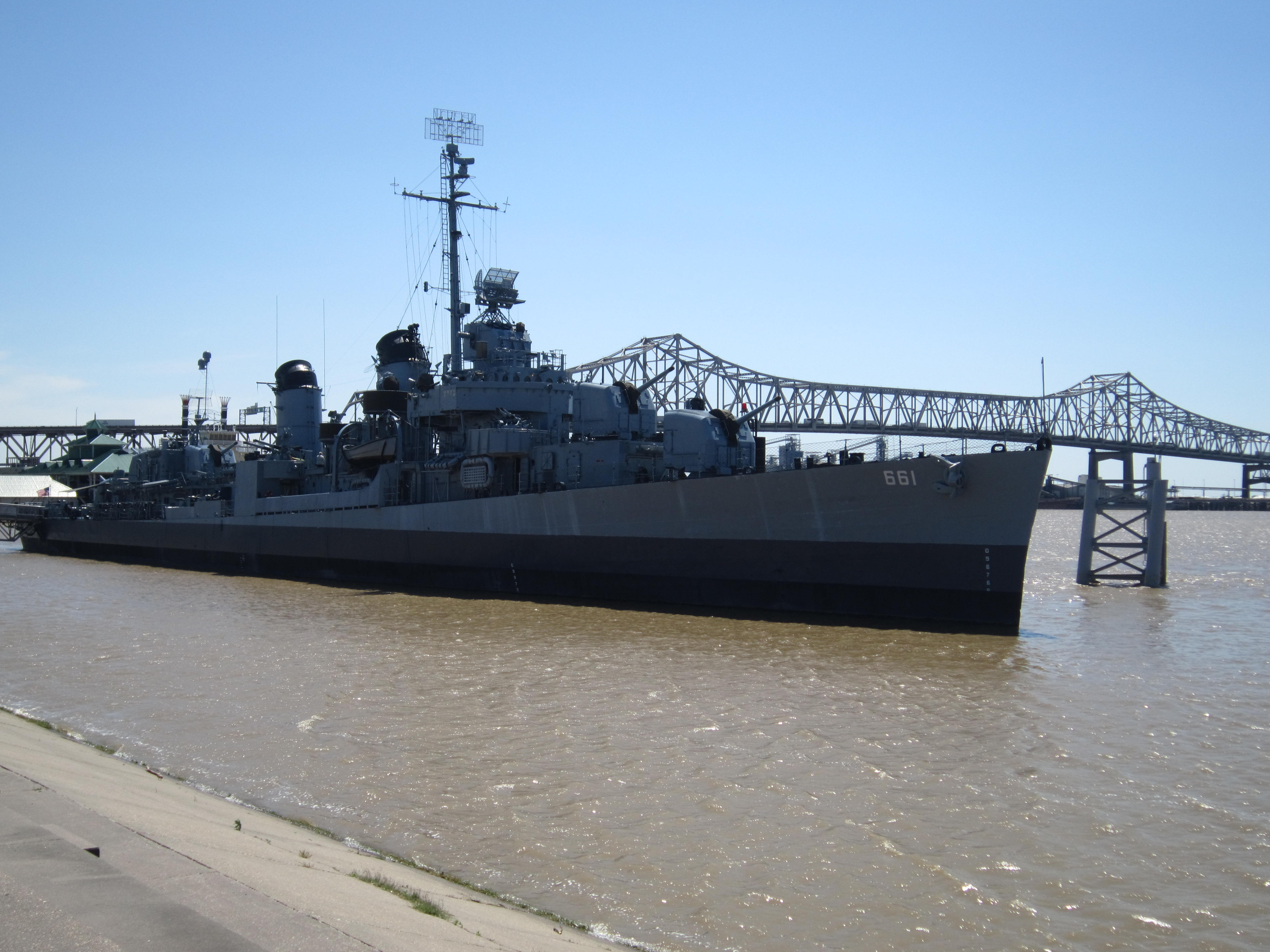 USS Kid Battleship on the Mississippi River in Baton Rouge